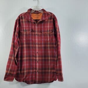 Orvis Men's Red Plaid Button Front Shirt  Size L 121322-0060